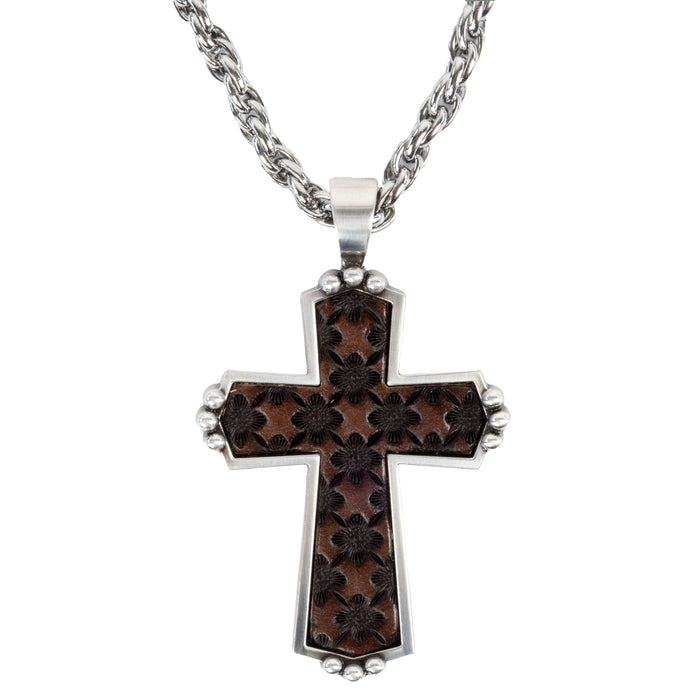 Silver Strike 24" Chain Leather Cross MEN - Accessories - Jewelry & Cuff Links M&F Western Products