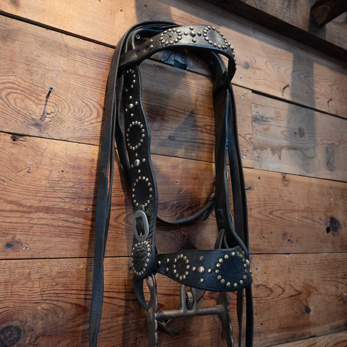 Vintage Stunning Brass and Silver Dots & a Antique Kissingbird bit Bridle Rig Collectibles MISC