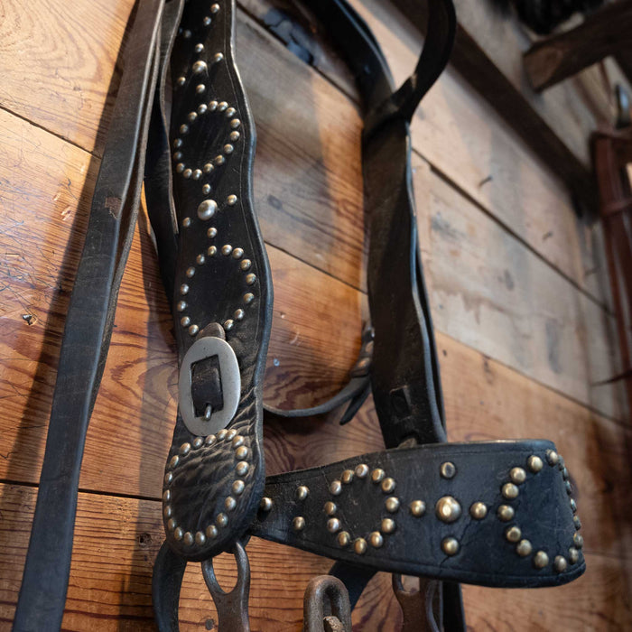 Vintage Stunning Brass and Silver Dots & a Antique Kissingbird bit Bridle Rig Collectibles MISC