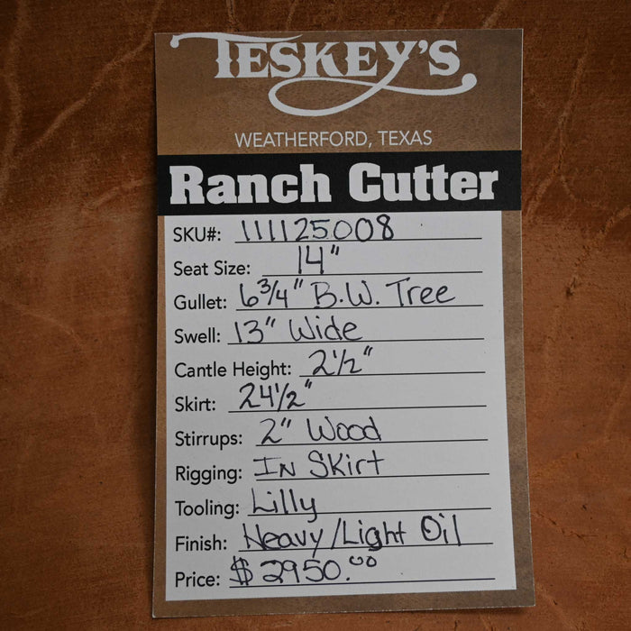 14" TESKEY'S PRO CUTTER RANCH CUTTER SADDLE