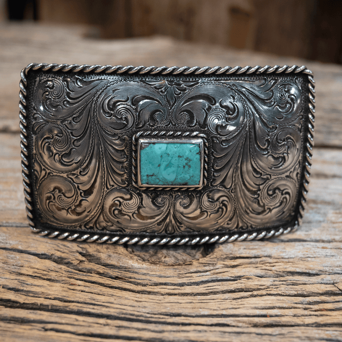 Silver King 1970's Turquoise Belt Buckle