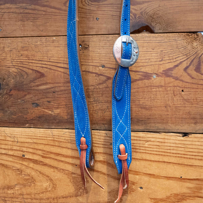 Ocean Blue Roughout 3/4" Split Ear Headstall - Select Buckle