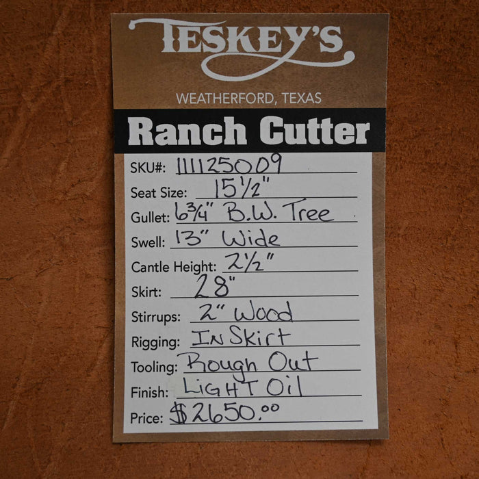15.5" TESKEY'S PRO CUTTER RANCH CUTTER SADDLE