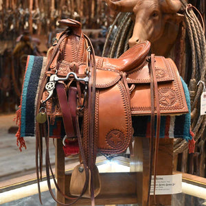 Western Cowboy Mini Saddle - Tad Mitzu - Western Decor  _CA742 Collectibles Tad Mitzu   