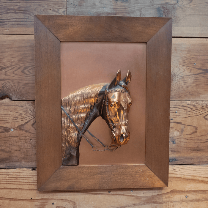 Striking Raised Copper Parade Horse Artwork 1940's - 50's