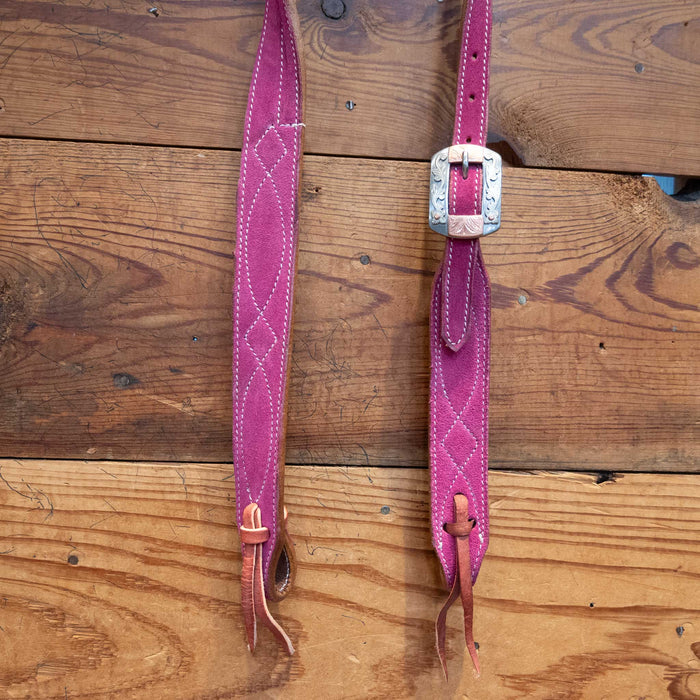 Pink Roughout 3/4" Split Ear Headstall - Select Buckle