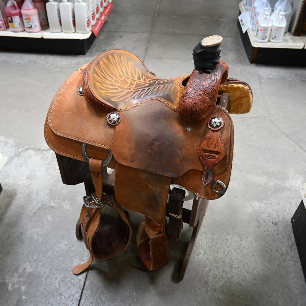 13.5" USED JEFF SMITH ROPING SADDLE Saddles Jeff Smith   