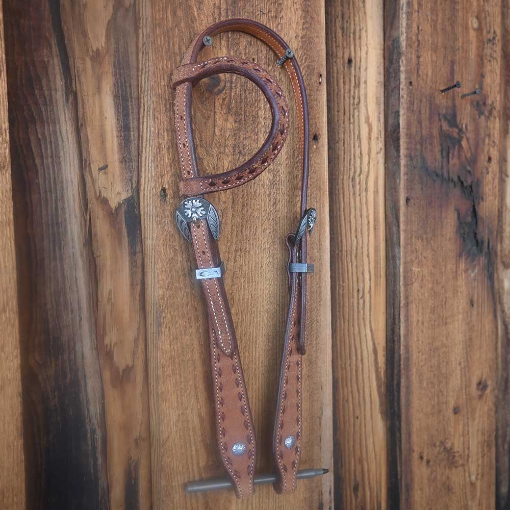 Nice Single Ear Headstall with Brown BuckStitch & Headstall Buckles  AAHS055 Tack - Headstalls Teskey's   