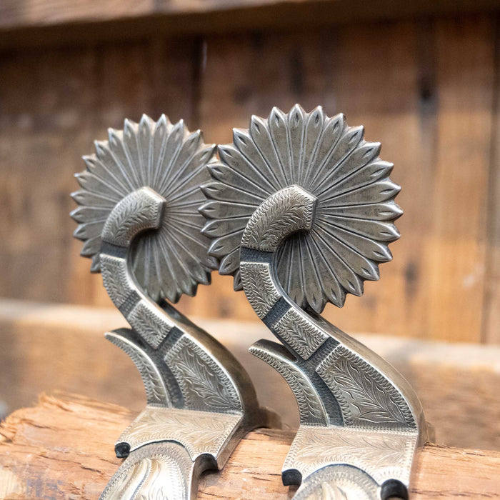 Jerry Wallace Silver Mounted Longhorn 26pt. Spurs Tack - Spurs Jerry Wallace