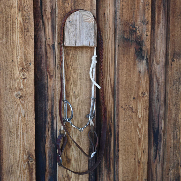 Draw Gag Twisted Wire Snaffle Bridle Rig w/Rope Reins