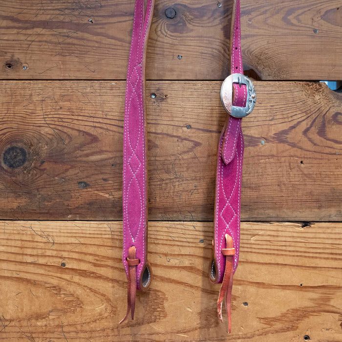 Pink Roughout 3/4" Split Ear Headstall - Select Buckle
