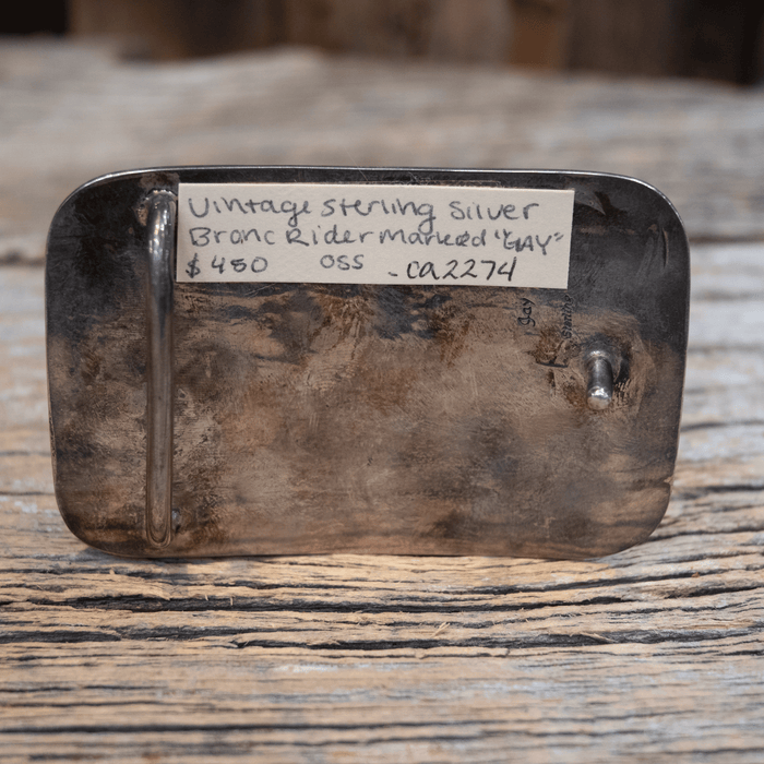 Vintage Sterling Silver Bronc Rider Belt Buckle