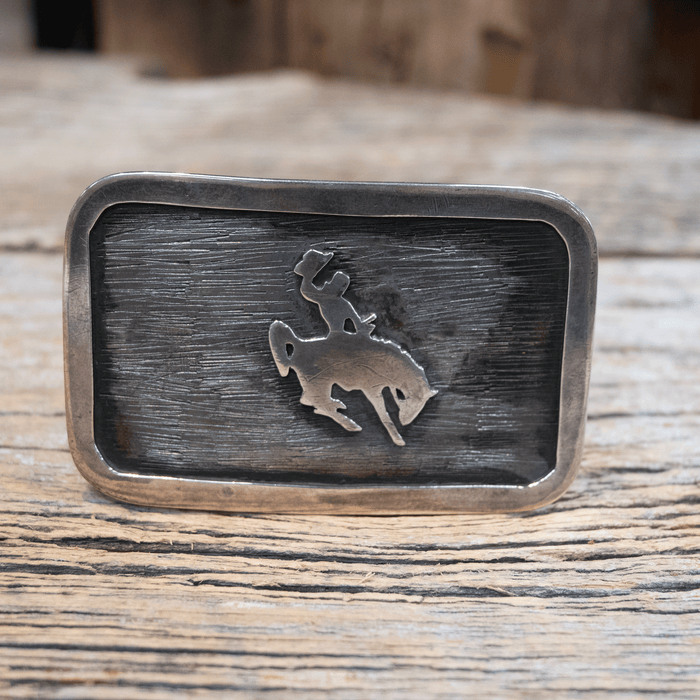 Vintage Sterling Silver Bronc Rider Belt Buckle