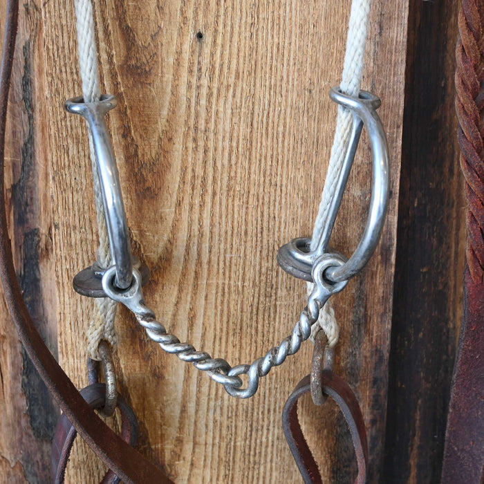 Draw Gag Twisted Wire Snaffle Bridle Rig w/Rope Reins