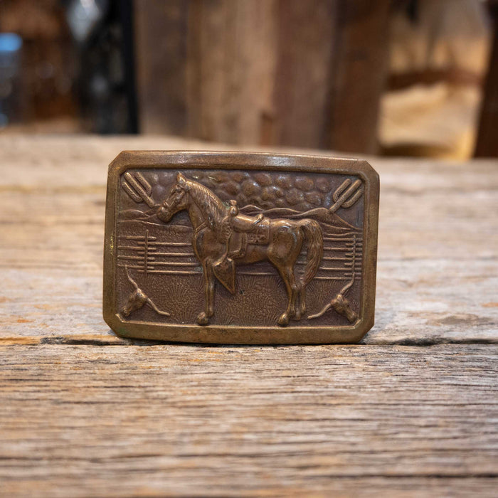 Vintage Solid Brass Cowboy Buckle by Vogel