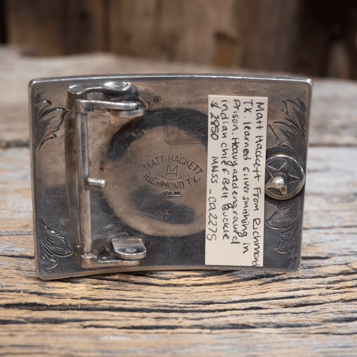 Matt Hackett Indian Cheif Sterling Silver Belt Buckle