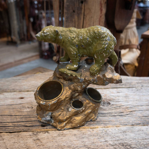Vintage Painted Metal Bear Inkwell Collectibles Vintage