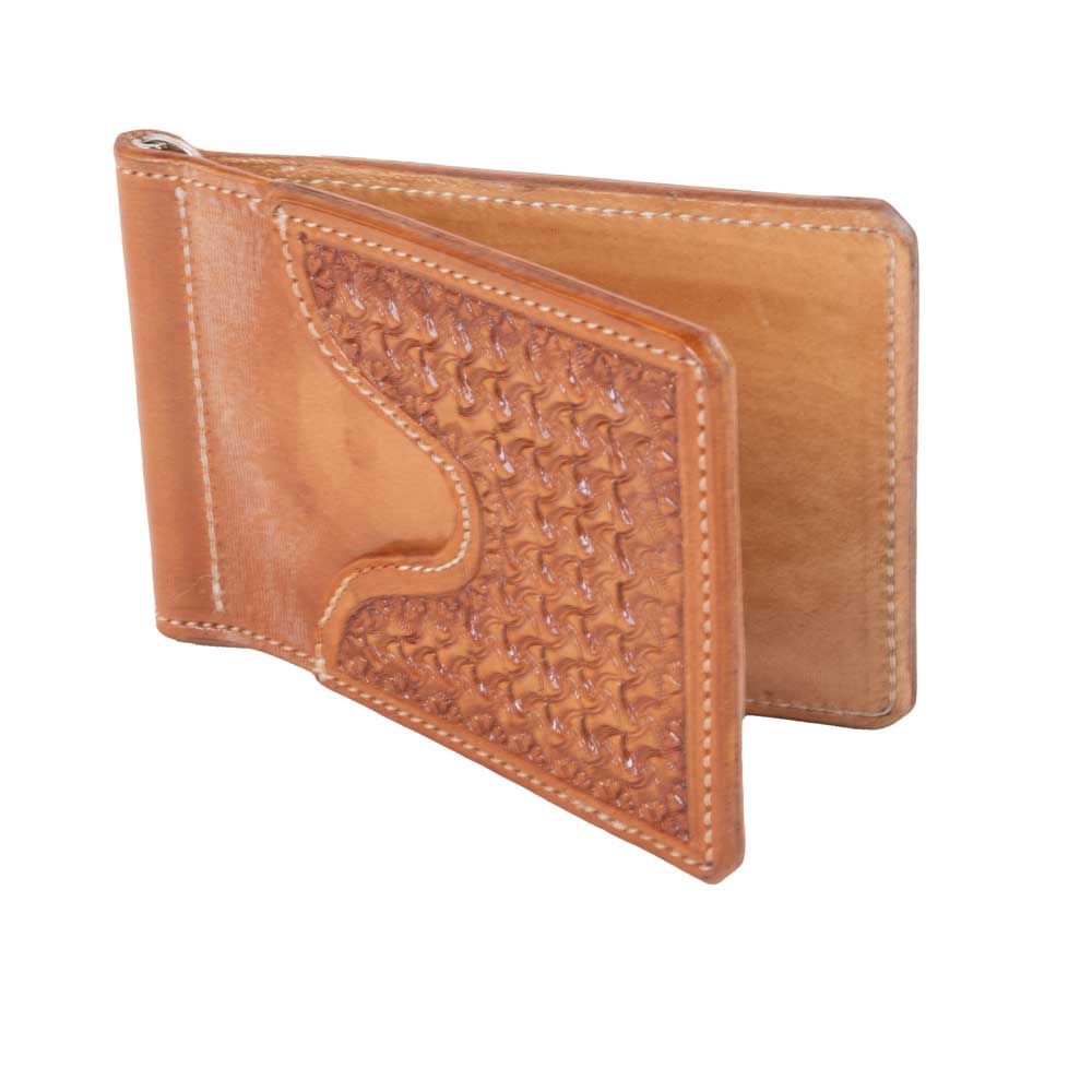 Basket Weave Natural Money Clip Wallet