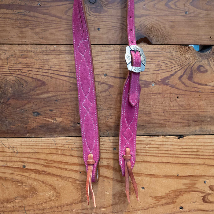 Pink Roughout 3/4" Split Ear Headstall - Select Buckle