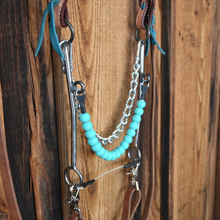 Silicone Beaded Hackamore Bridle Rig w/All New Leather