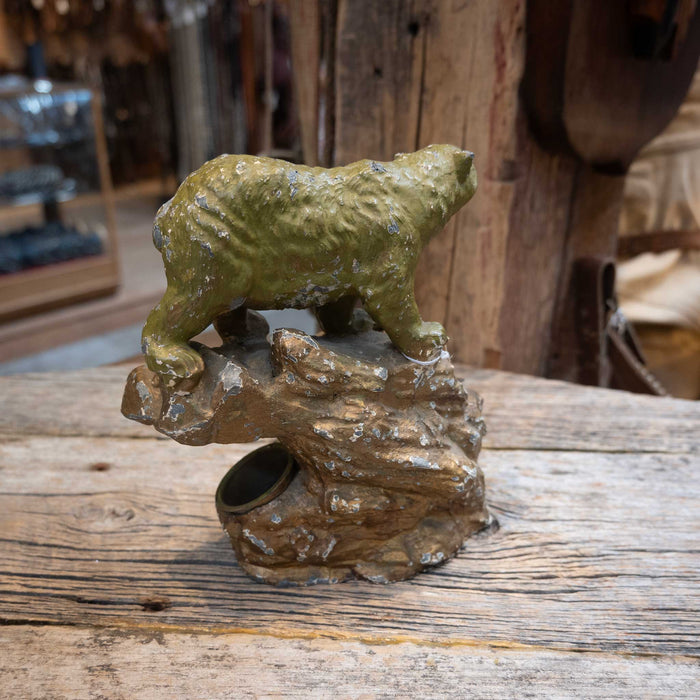 Vintage 1930's 40's Painted metal Inkwell Bear Statue Collectibles Teskey's