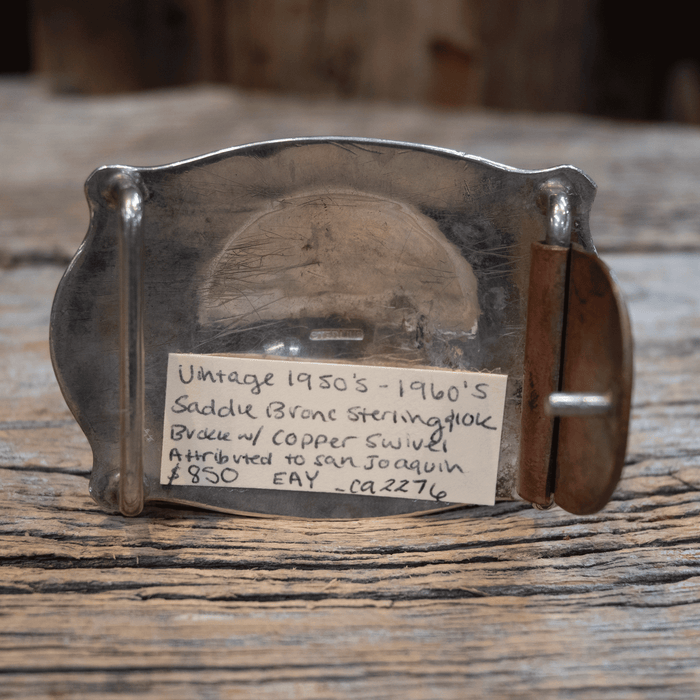 1950's-60's Sterling Silver Saddle Bronc Belt Buckle