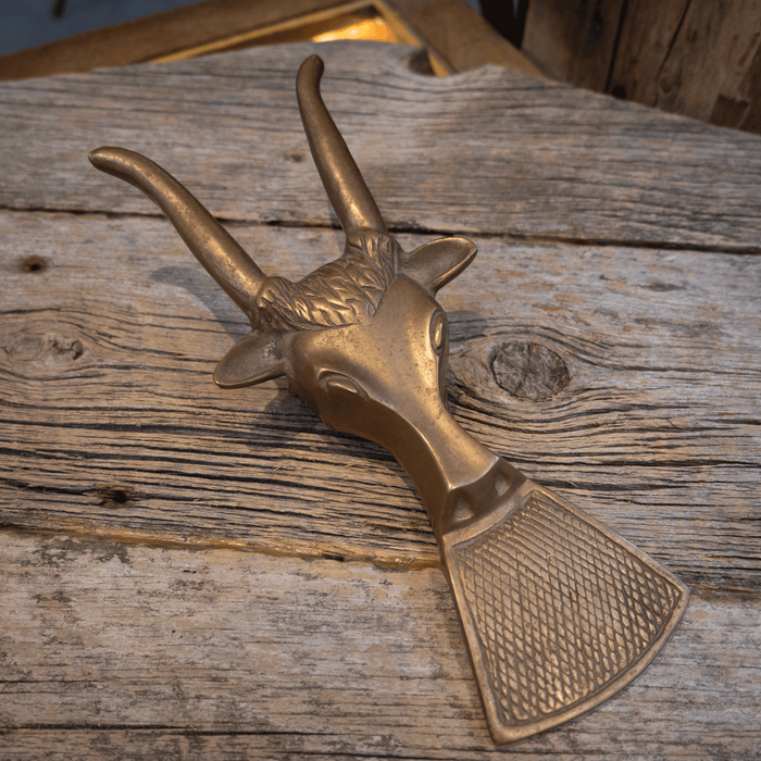 Mid-Century Solid Brass Bull Boot Jack