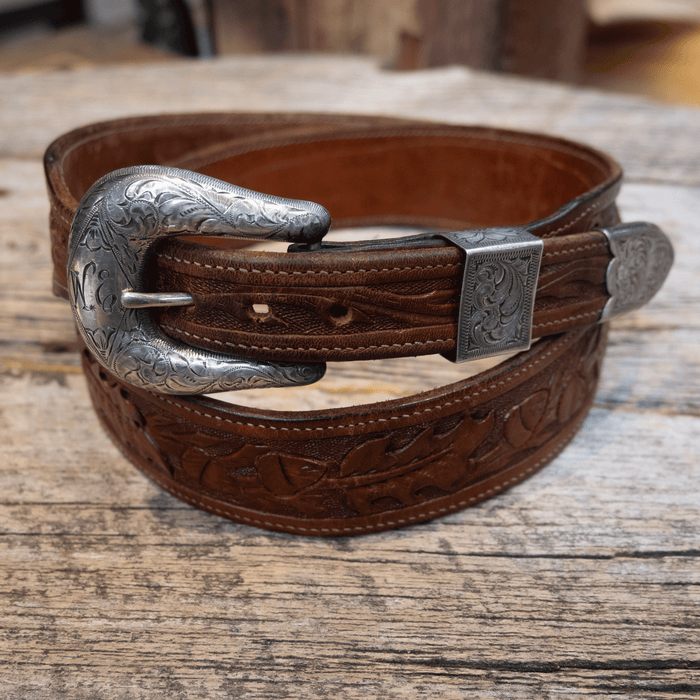 1980's Bohlin Sterling Silver Buckle set on 40" Bohlin Belt