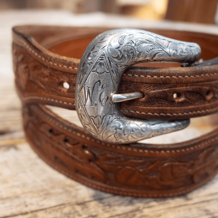 1980's Bohlin Sterling Silver Buckle set on 40" Bohlin Belt