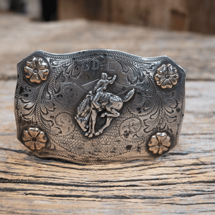 Plafina Mexico Sterling Silver Saddle Bronc Belt Buckle