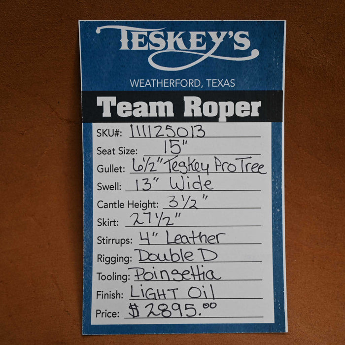 15" PATRICK SMITH TEAM ROPING SADDLE