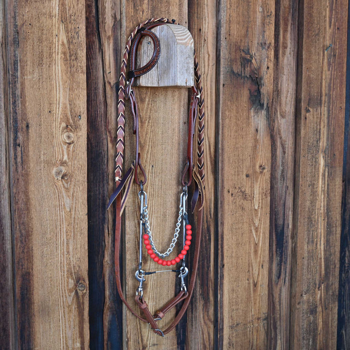 Silicone Beaded Hackamore Bridle Rig w/All New Leather