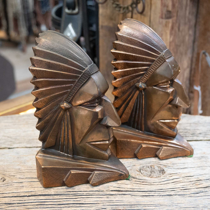 Vintge Art Deco Native American Chief Bookends