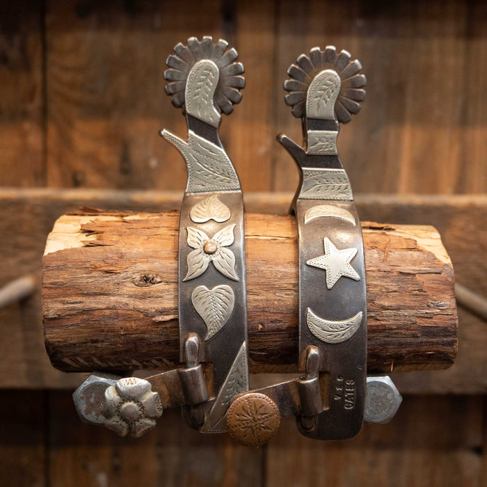 Jerry CATES #726 Silver Mounted Moon & Star Spurs Tack - Spurs Jerry CATES