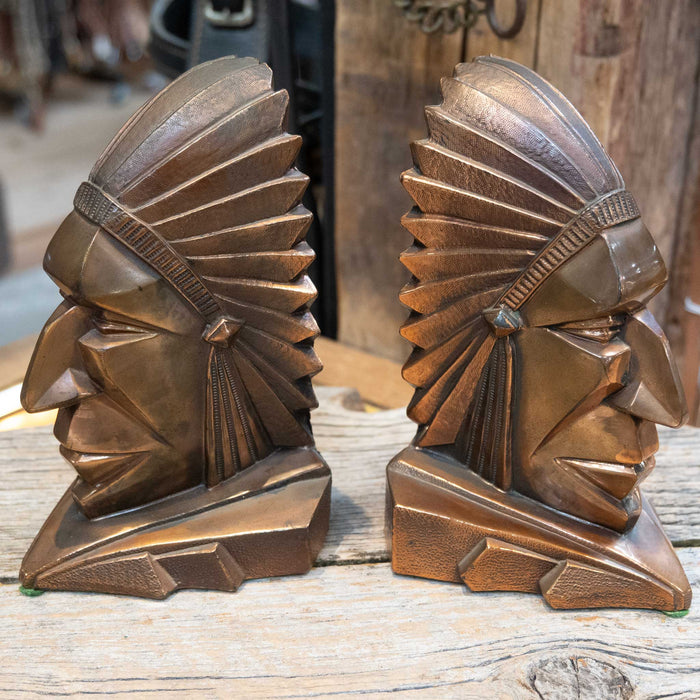 Vintge Art Deco Native American Chief Bookends