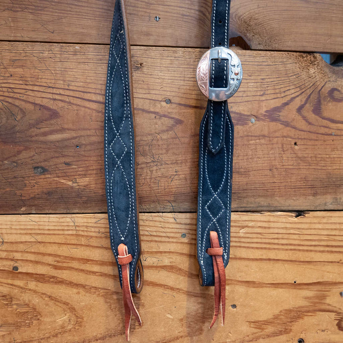 Navy Blue Roughout 3/4" Split Ear Headstall