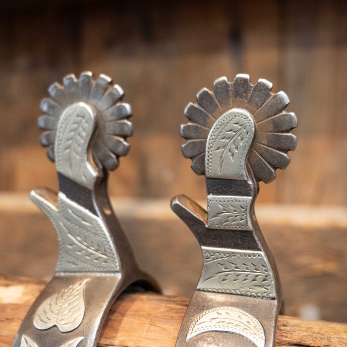 Jerry CATES #726 Silver Mounted Moon & Star Spurs Tack - Spurs Jerry CATES