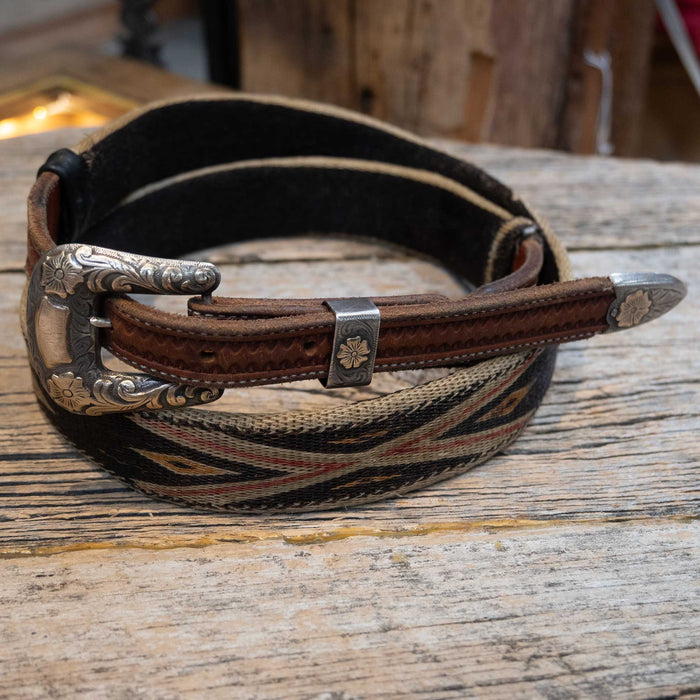 37" Horse Hair Belt w/10K Gold & Silver Souloges Buckle