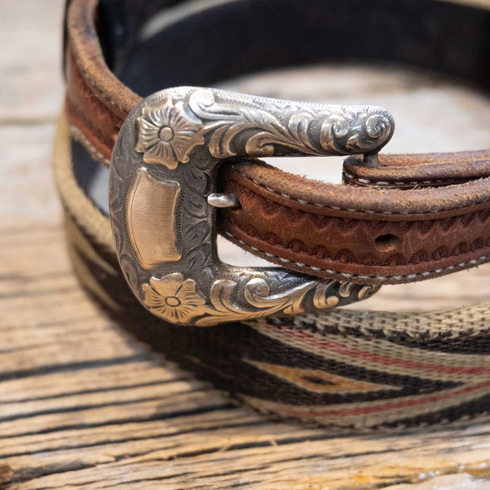 37" Horse Hair Belt w/10K Gold & Silver Souloges Buckle