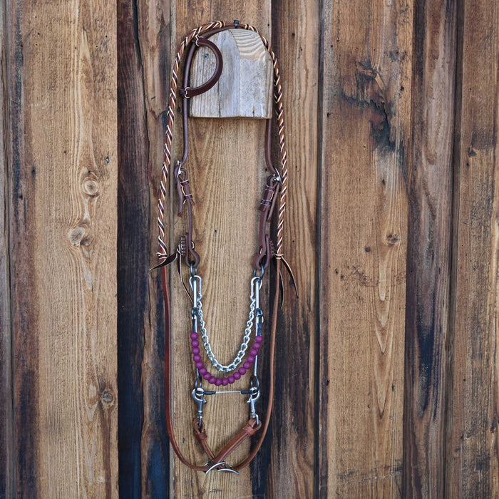 Silicone Beaded Hackamore Bridle Rig w/All New Leather