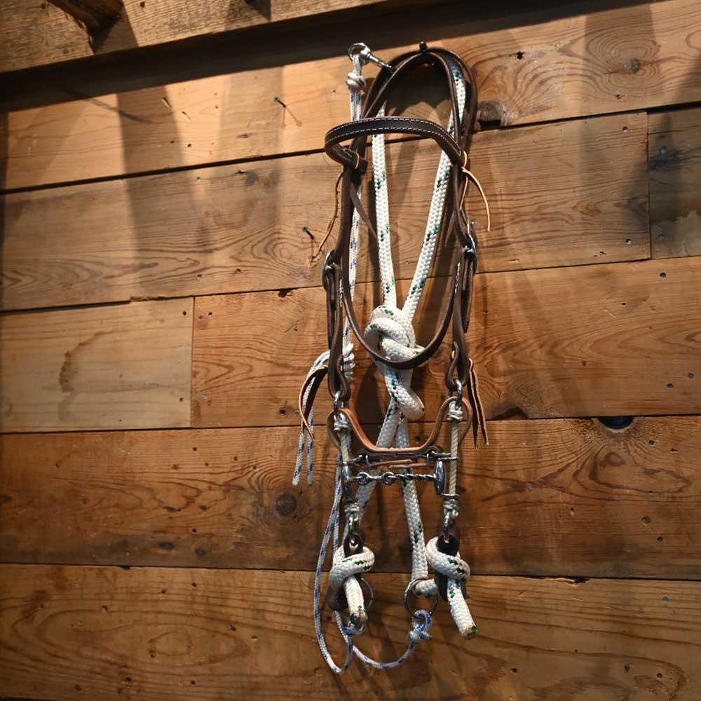 Cow Horse Supply Bridle Rig - 3 piece Dogbone - Lariat Gag  - Rope Martingale CHS195 Tack - Training - Headgear Cow Horse Supply   