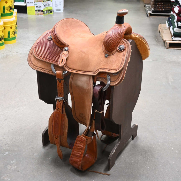 14" USED PATRICK SMITH TEAM ROPING SADDLE Saddles - Used Patrick Smith