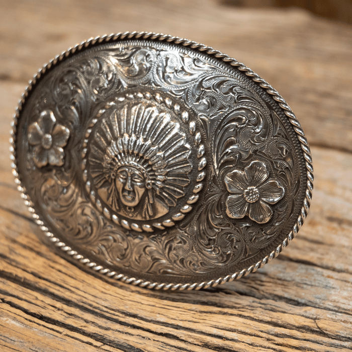 1980's-90's Ahmad Khan Sterling Silver Belt Buckle