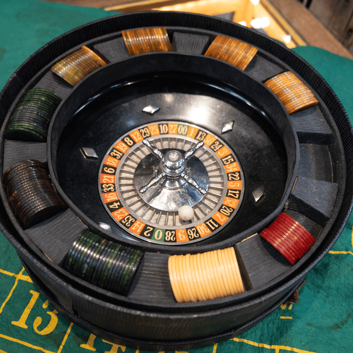 Vintage 1930's Miniature Roulette Wheel Game Set