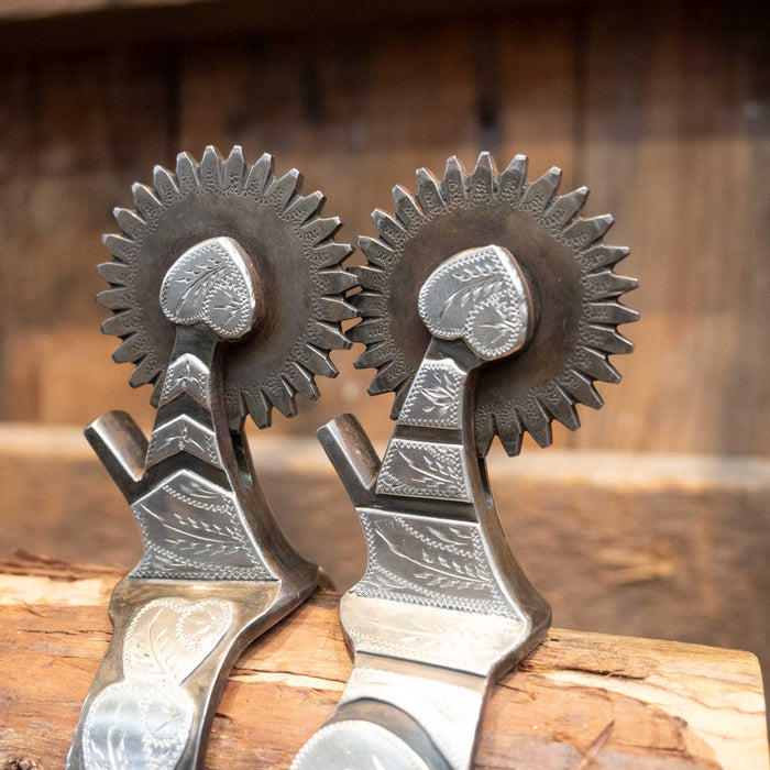 Jerry CATES Spur #4586 Silver Mounted Hearts Tack - Spurs Jerry CATES