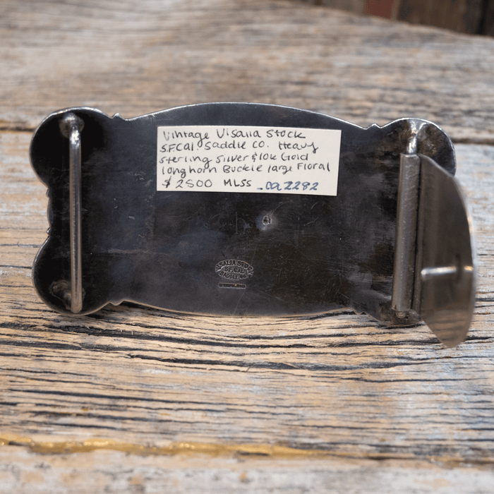 Vintage Visalia Stock Saddle Co. Sterling Silver Belt Buckle