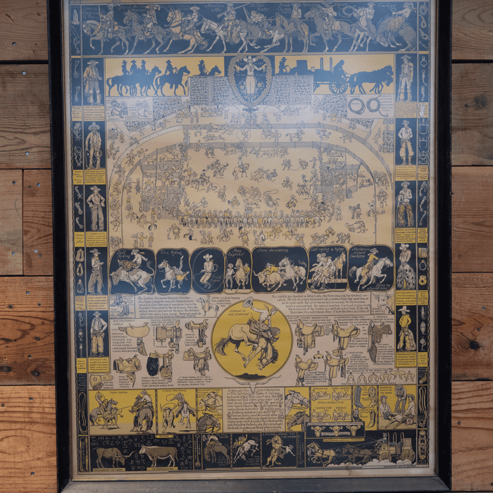 1933 Jo Mora Evolution of the Cowboy Iconic & Scarce Litograph, Framed