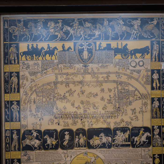 1933 Jo Mora Evolution of the Cowboy Iconic & Scarce Litograph, Framed