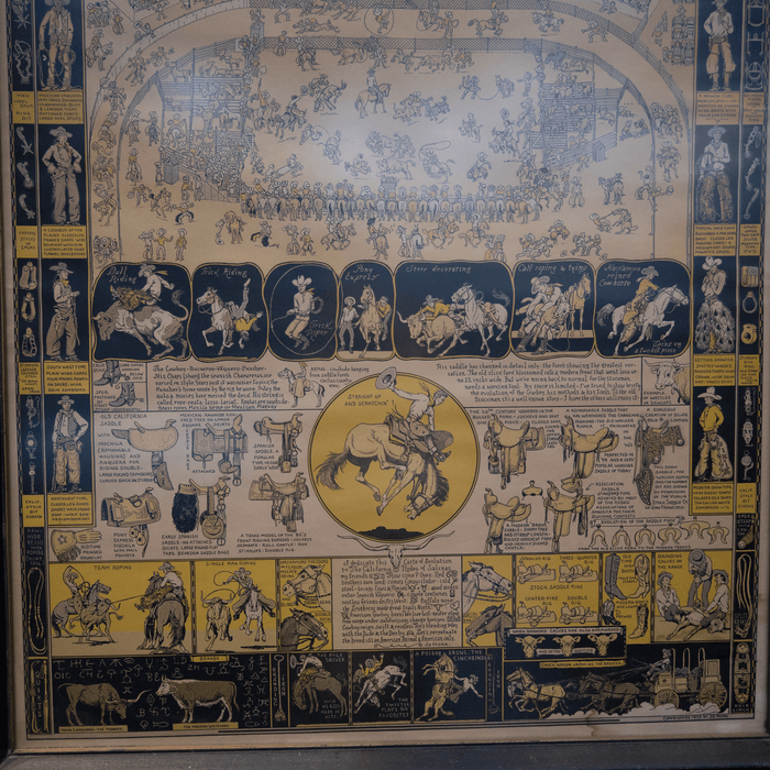1933 Jo Mora Evolution of the Cowboy Iconic & Scarce Litograph, Framed