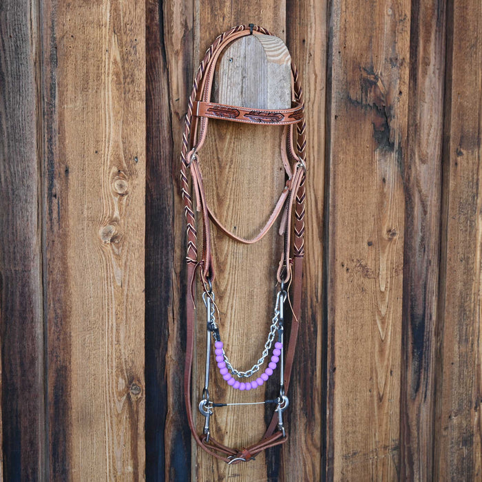 Silicone Beaded Hackamore Bridle Rig w/All New Leather